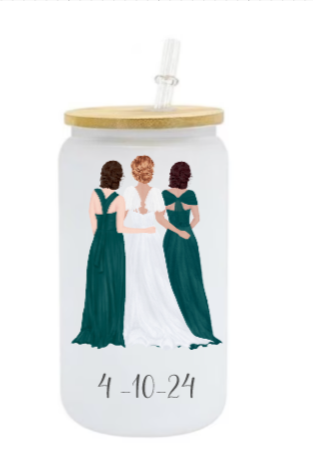 16oz Frosted Glass Can WEDDING