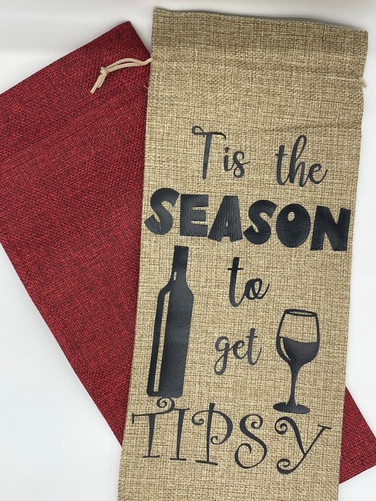 Burlap Wine gift bag
