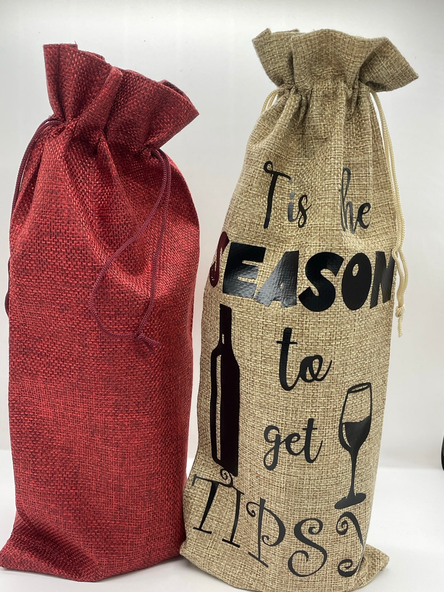 Burlap Wine gift bag
