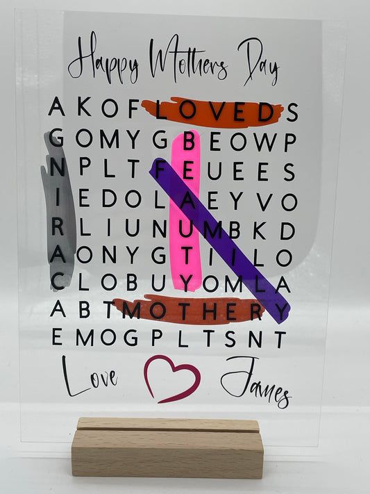 Personalised acrylic wordsearch