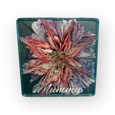 Resin personalised  flower bloom coasters