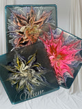 Resin personalised  flower bloom coasters