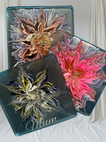 Resin personalised  flower bloom coasters