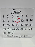 Free standing Personalised acrylic calendar block