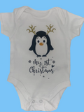 Personalised My First Christmas Vest 0-3 / 3-6 Months Penguin